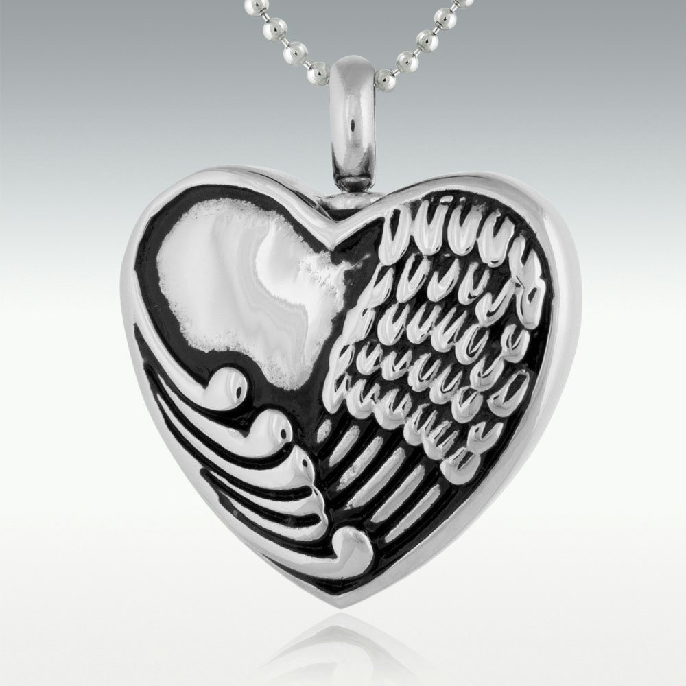 EV.YI Jewels Angel Wing Cremation Jewelry for Ashes Love Heart Urn Necklace 